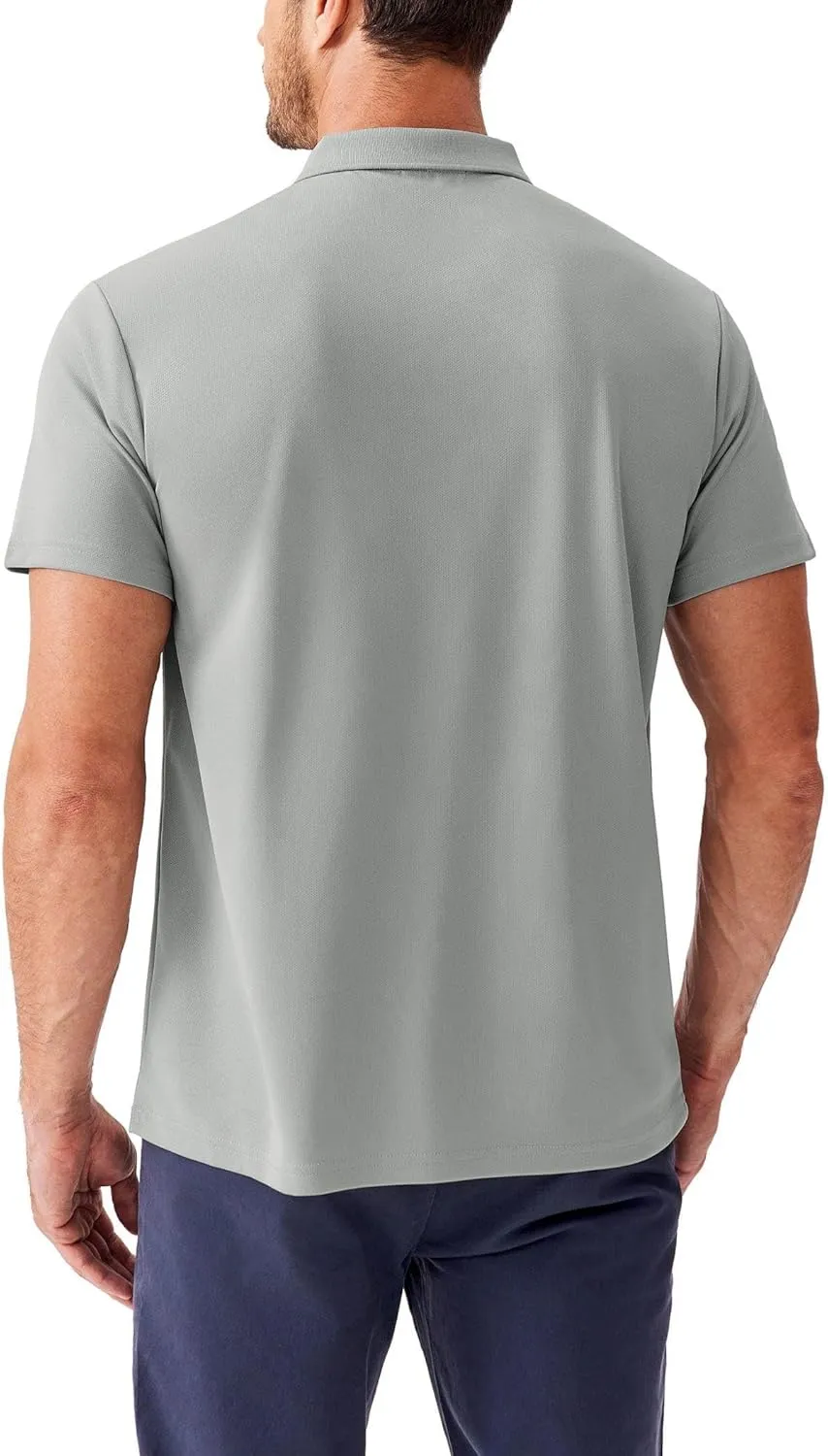 PINSPARK Golf Polo Shirts for Men Quick Dry Short Sleeve Collared Shirt Slim Fit Casual Solid Stylish Polos Shirt