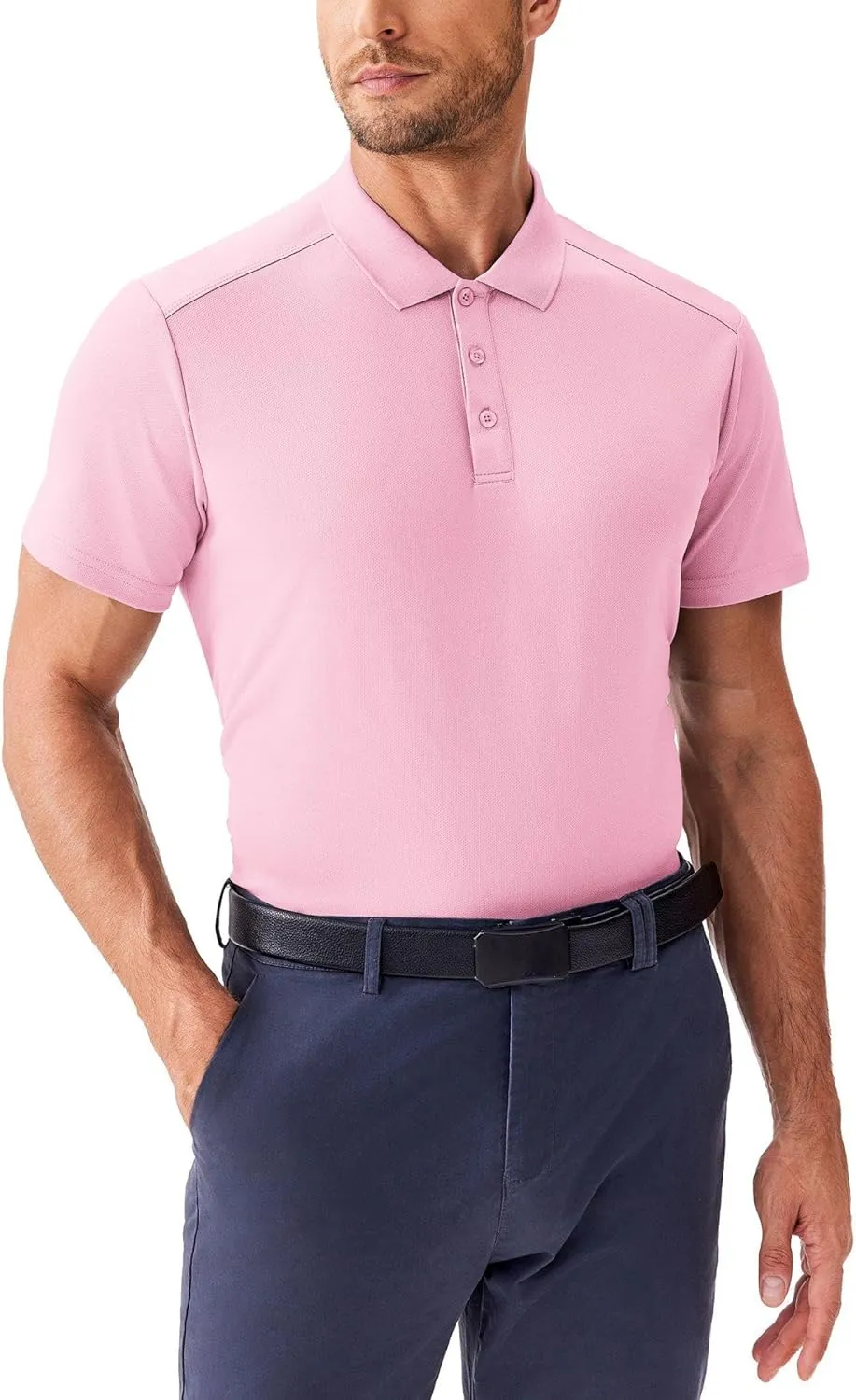 PINSPARK Golf Polo Shirts for Men Quick Dry Short Sleeve Collared Shirt Slim Fit Casual Solid Stylish Polos Shirt