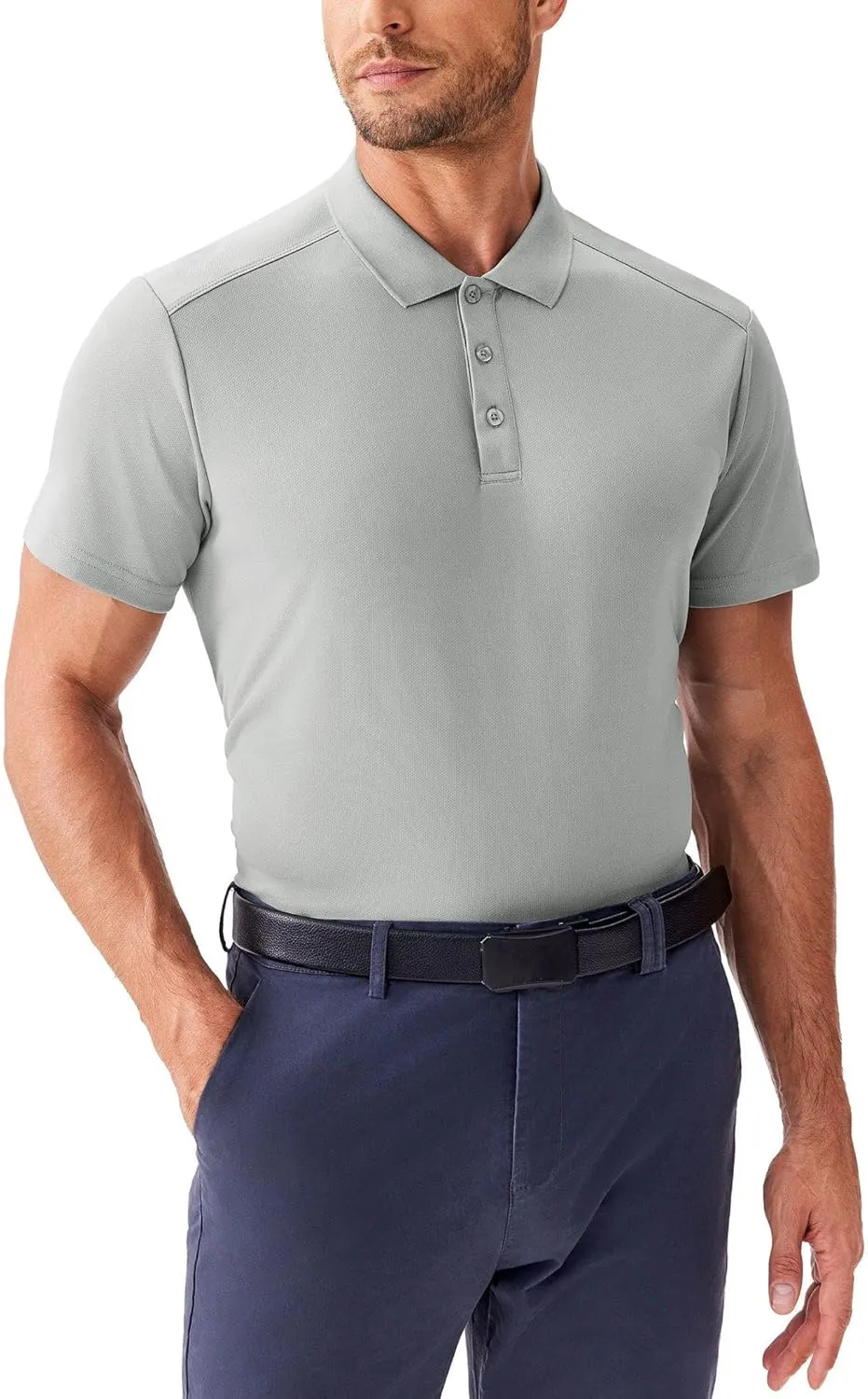 PINSPARK Golf Polo Shirts for Men Quick Dry Short Sleeve Collared Shirt Slim Fit Casual Solid Stylish Polos Shirt