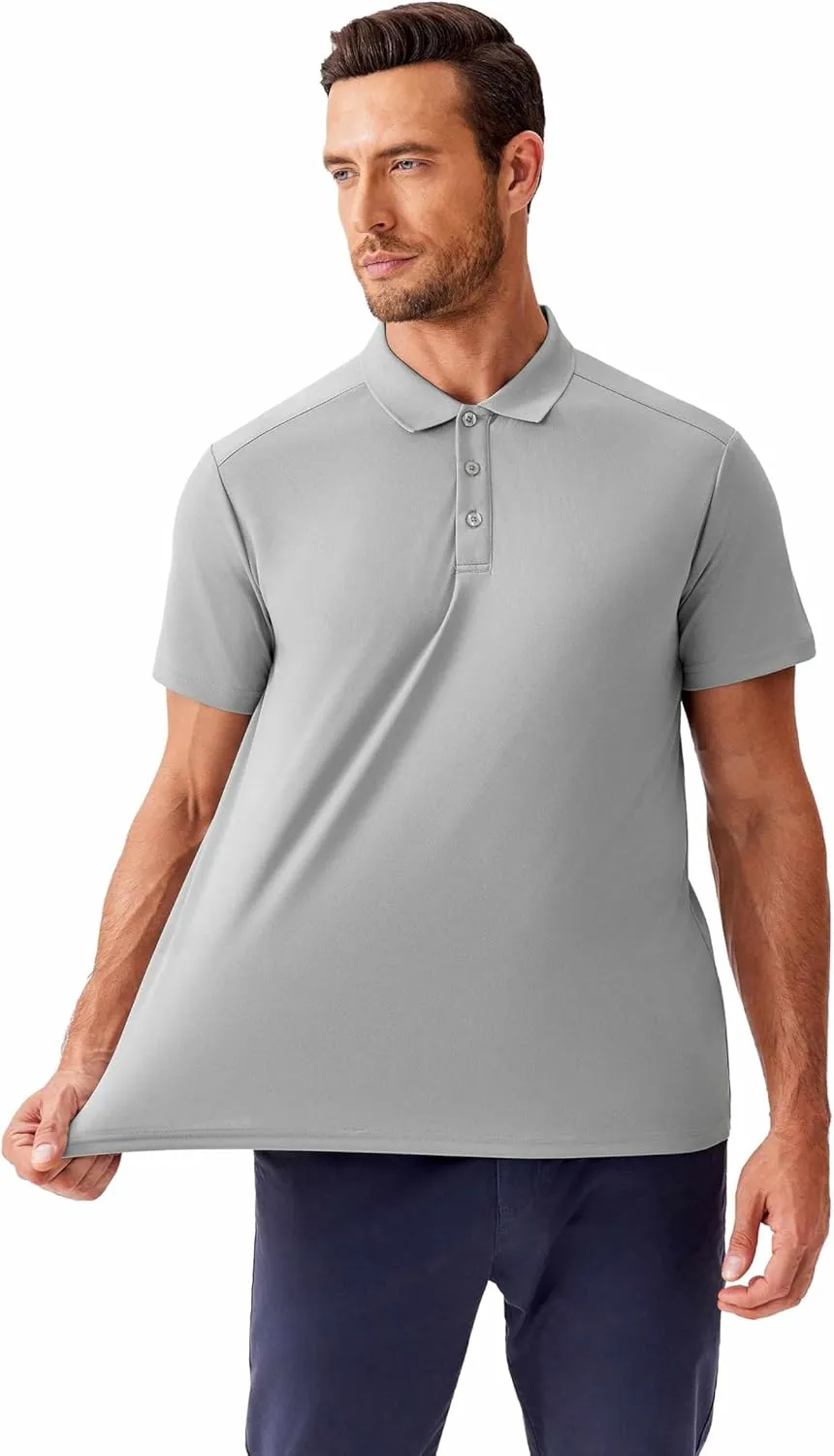 PINSPARK Golf Polo Shirts for Men Quick Dry Short Sleeve Collared Shirt Slim Fit Casual Solid Stylish Polos Shirt