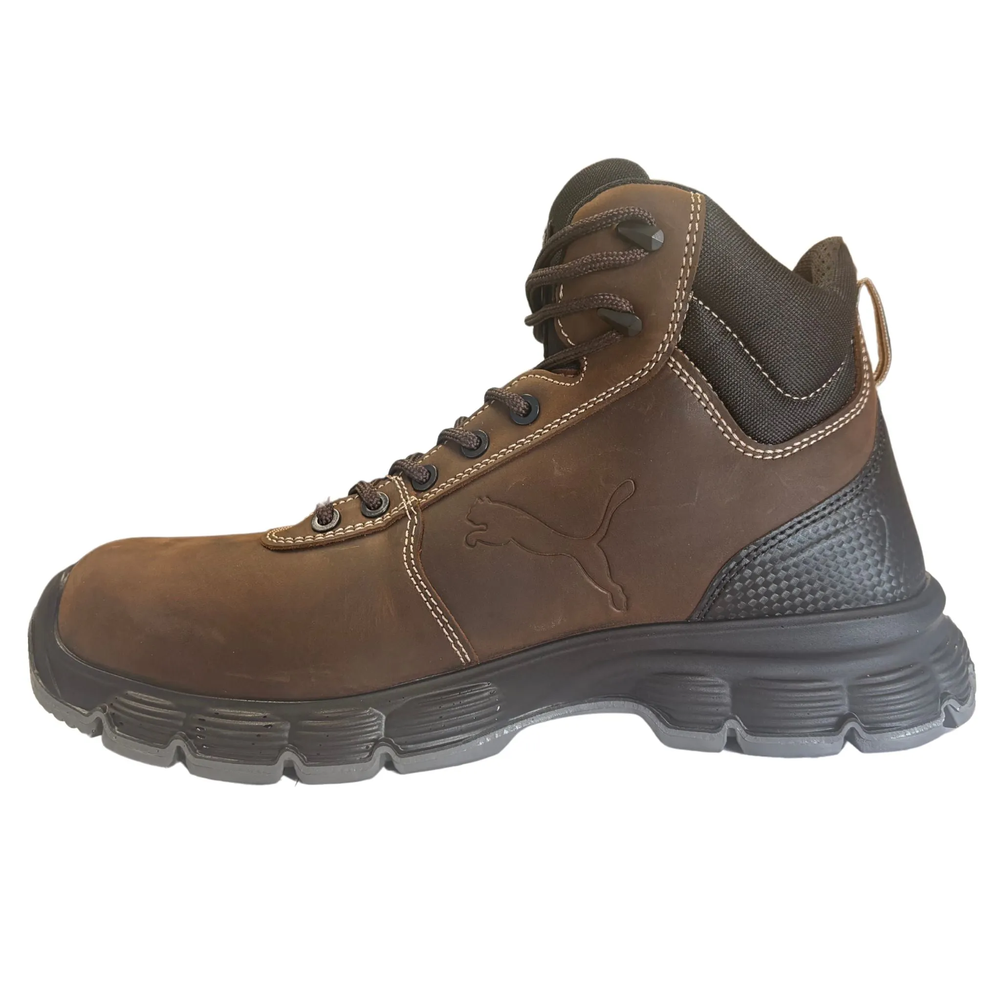 Puma Men's 630125 Condor Brown Mid Water Resistant Safety Toe Metal Free Work Boots