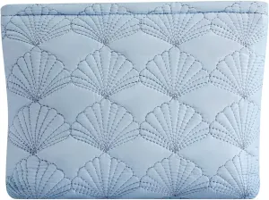 Quilted Cotton Coquette Makeup bag, Coastal Granddaughter Aesthetic Cosmetic Bag, Cute Seashell Portable Travel Toiletry Pouch (03Light Blue)