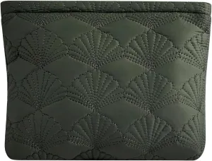 Quilted Cotton Coquette Makeup bag, Coastal Granddaughter Aesthetic Cosmetic Bag, Cute Seashell Portable Travel Toiletry Pouch (04Dark Green)