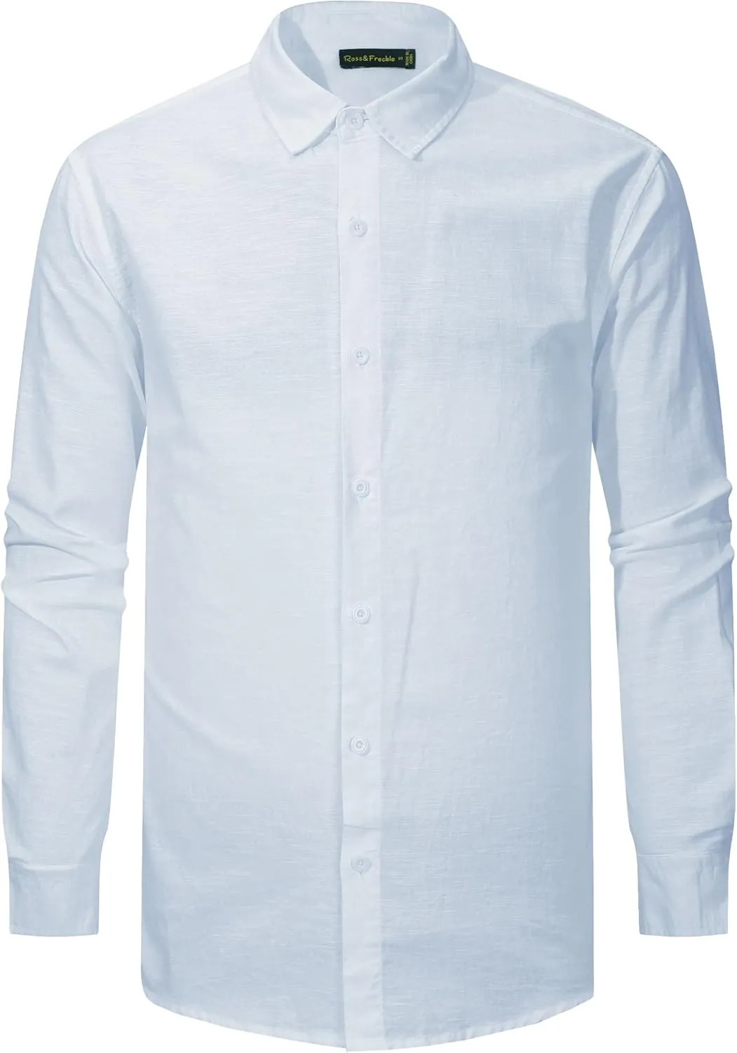Ross&Freckle Men's Casual Button Down Long Sleeve Shirt Cotton Linen Shirts