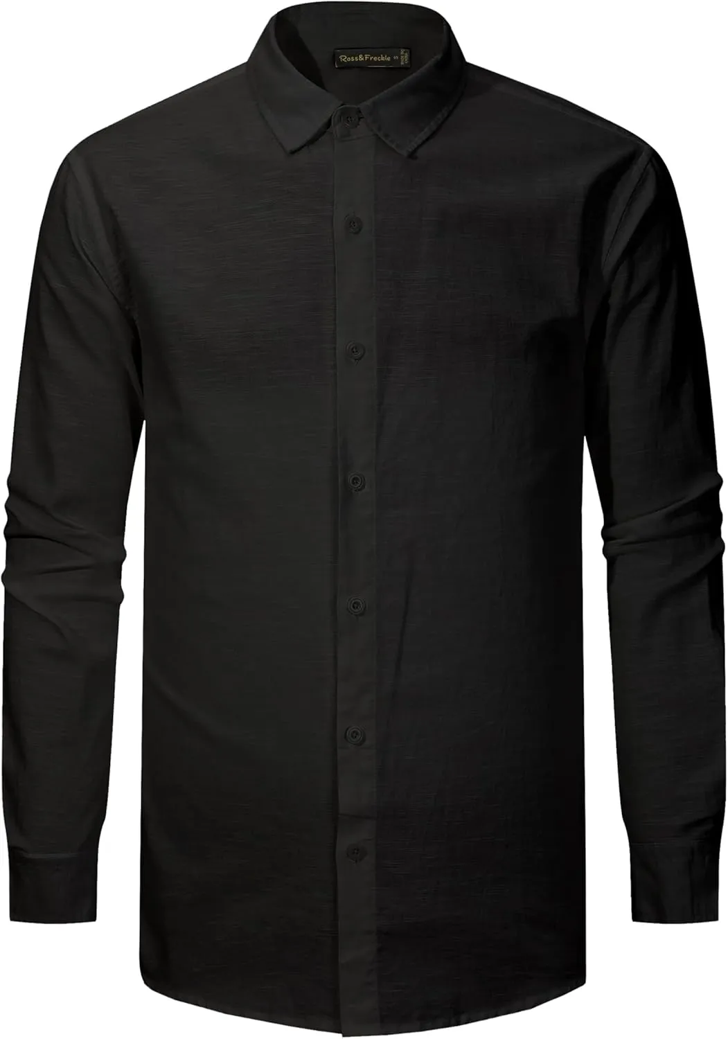 Ross&Freckle Men's Casual Button Down Long Sleeve Shirt Cotton Linen Shirts