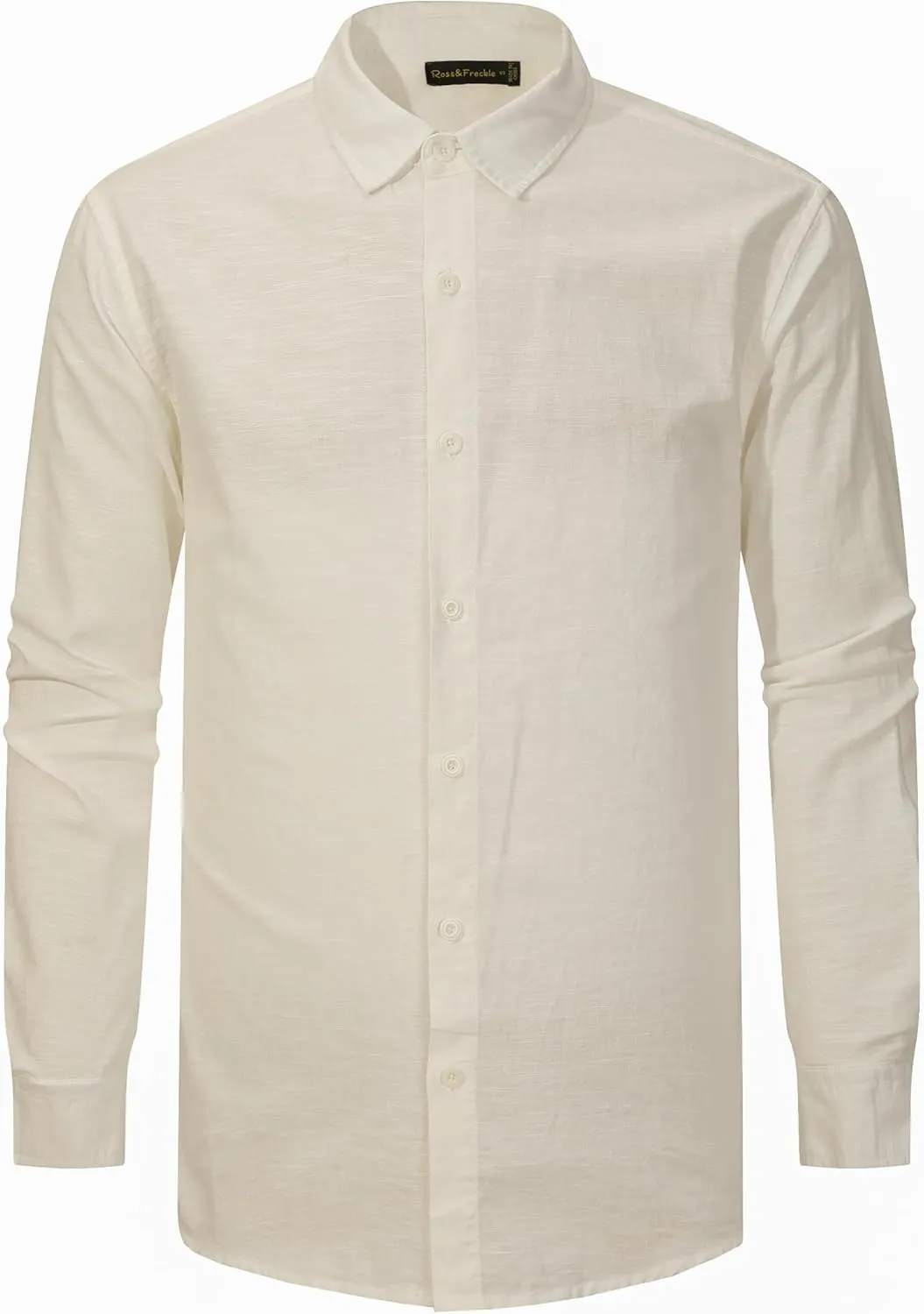 Ross&Freckle Men's Casual Button Down Long Sleeve Shirt Cotton Linen Shirts