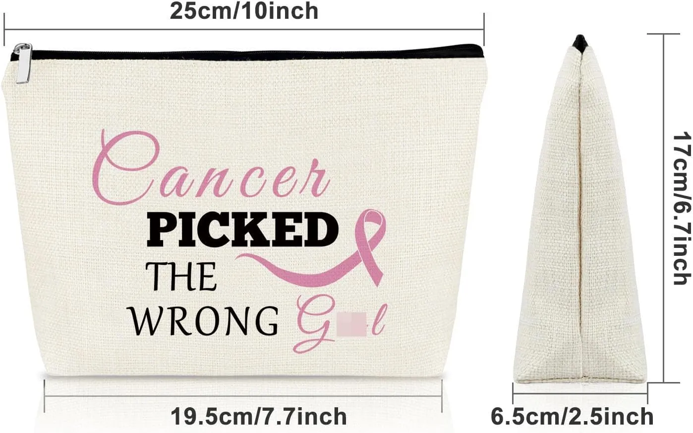 Sazuwu Breast Cancer Gifts Cosmetic Bag Pink Ribbon Awareness Makeup Bag for Survivors Patients Inspirational Gifts for Women Fighting Cancer