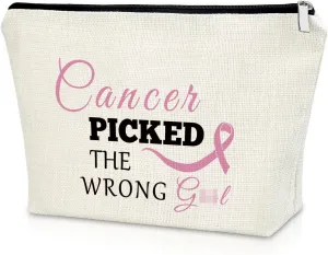 Sazuwu Breast Cancer Gifts Cosmetic Bag Pink Ribbon Awareness Makeup Bag for Survivors Patients Inspirational Gifts for Women Fighting Cancer