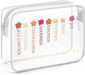 Sazuwu Christian Gifts for Women Faith Clear Makeup Bags with Zipper Bible Verse Gifts for Girls Inspirational Gifts for Women Friends Religious Cosmetic Travel Bag Organizer Galatians 5 22-23