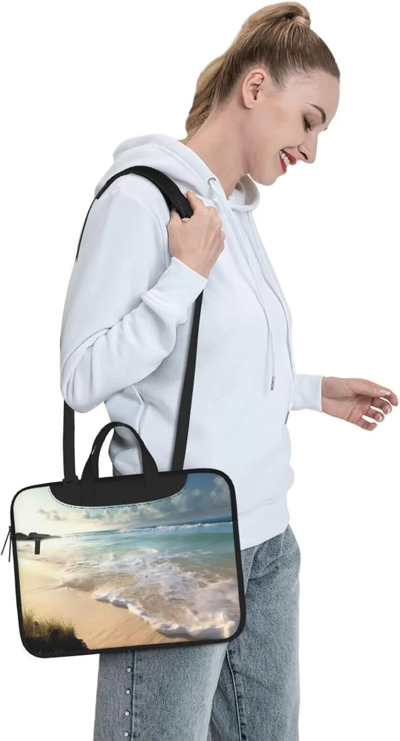 Serene Coastal Laptop Shoulder Bag Portable Laptop Bag Laptop Case Crossbody Briefcase w/Strap Handle