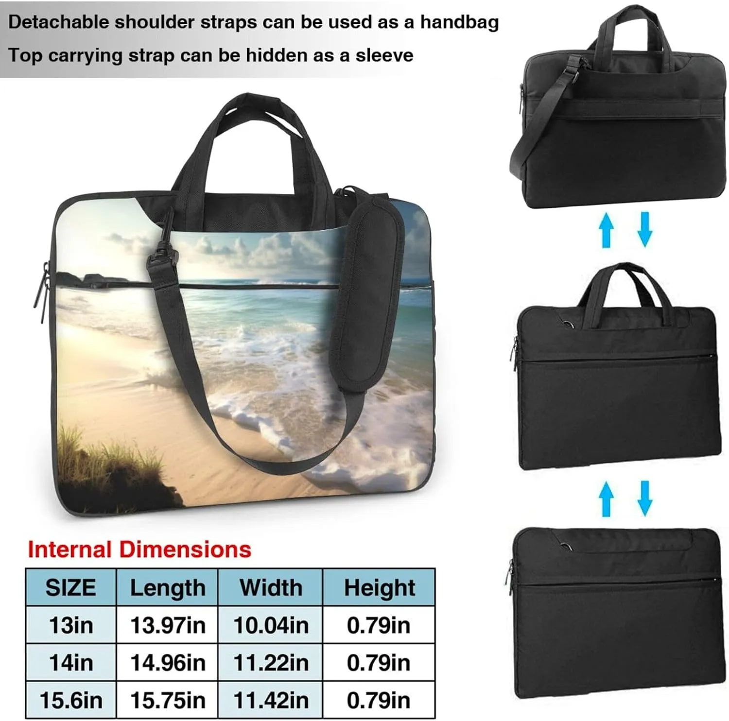 Serene Coastal Laptop Shoulder Bag Portable Laptop Bag Laptop Case Crossbody Briefcase w/Strap Handle