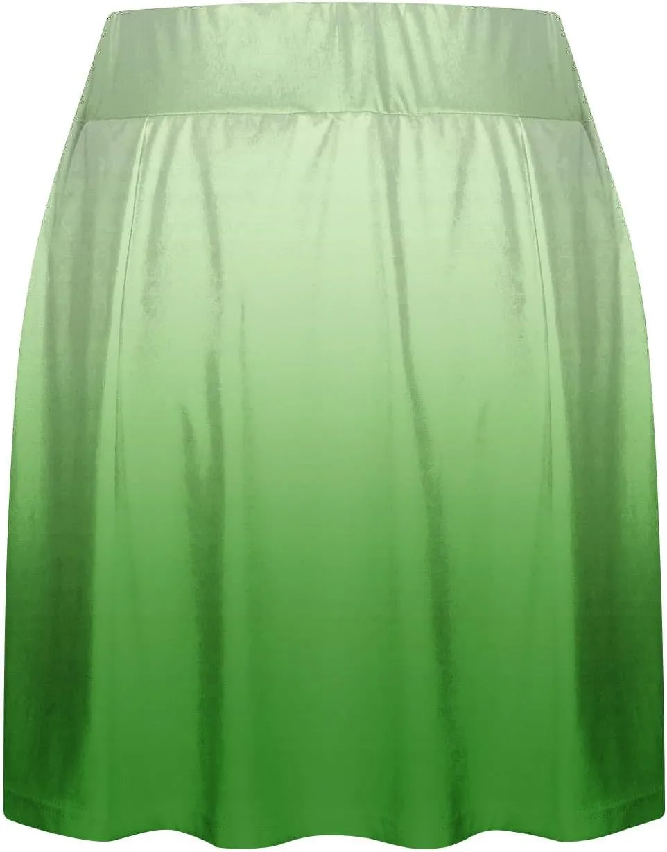 Skirts for Women Trendy Gradient Workout Sports Skirt Tummy Control Skirt Elastic High Waisted Casual Mini Skirt