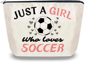 Soccer Bags For Girls Sporty Themed Gifts for Coach Women Small Makeup Bag Cosmetic Purse Travel