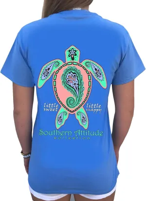Southern Attitude Women's Short Sleeve Paisley Sea Turtle T-Shirt