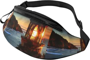 Sport Waist Bag For Men Women Lighthouse Sunset Coastal Fanny Pack Casual Bum Bags Hiking Running Belt Bags