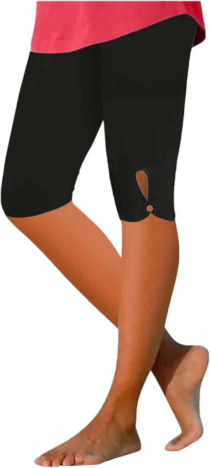 Sports Yoga Shorts for Women High-Waisted Solid Slim Fit Five-Point with Side Button Stylish Summer Casual Bottoms