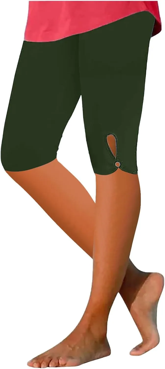 Sports Yoga Shorts for Women High-Waisted Solid Slim Fit Five-Point with Side Button Stylish Summer Casual Bottoms