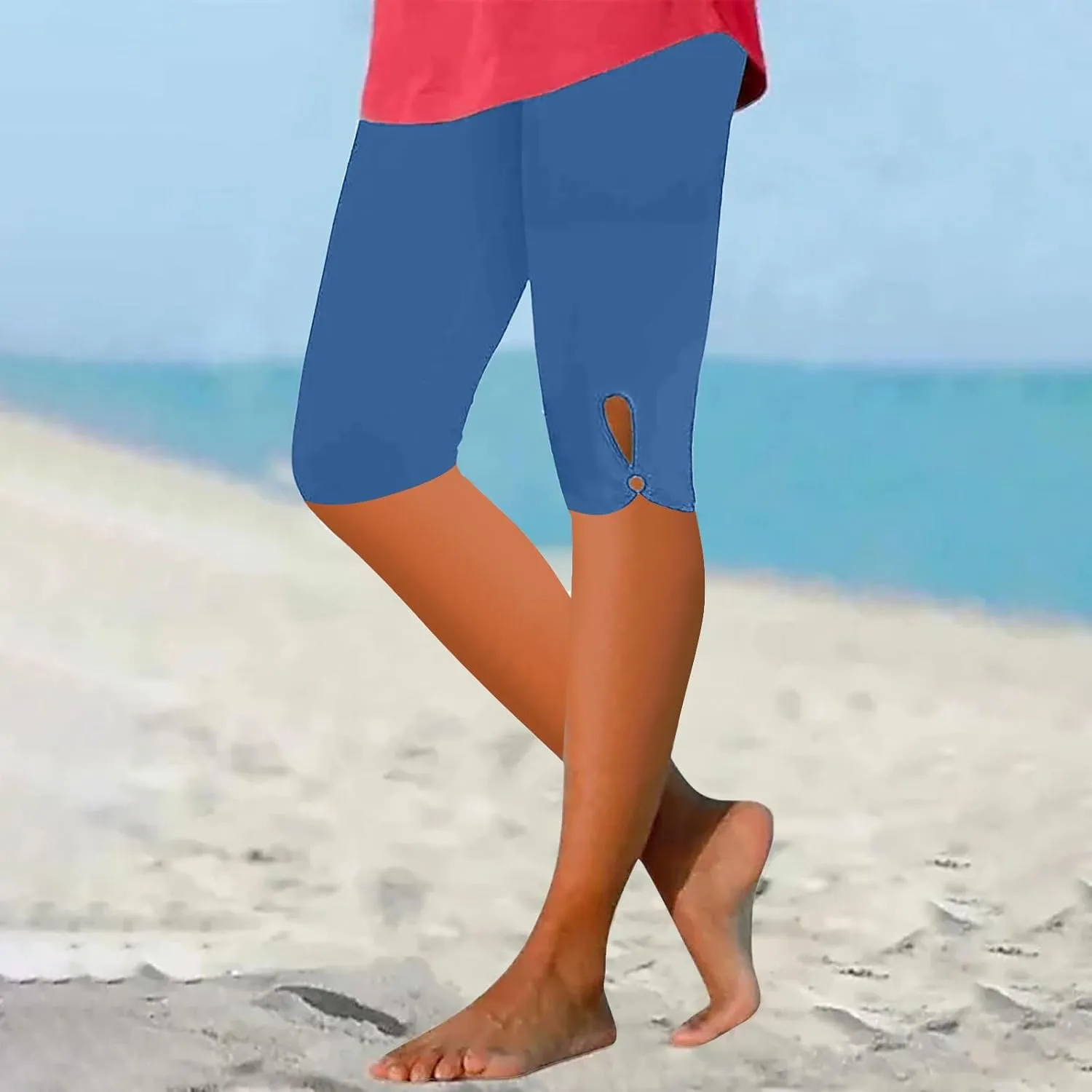 Sports Yoga Shorts for Women High-Waisted Solid Slim Fit Five-Point with Side Button Stylish Summer Casual Bottoms