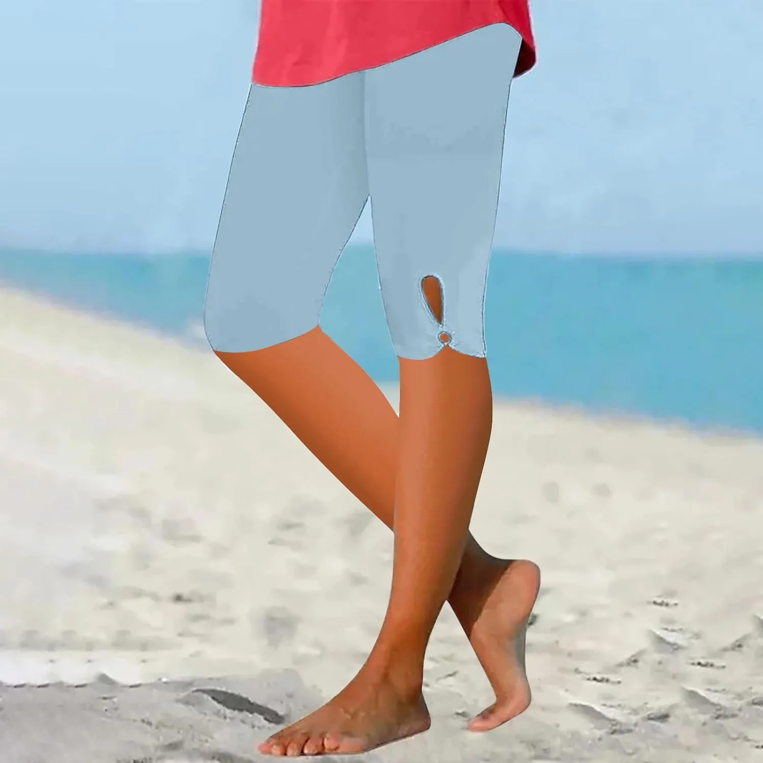 Sports Yoga Shorts for Women High-Waisted Solid Slim Fit Five-Point with Side Button Stylish Summer Casual Bottoms