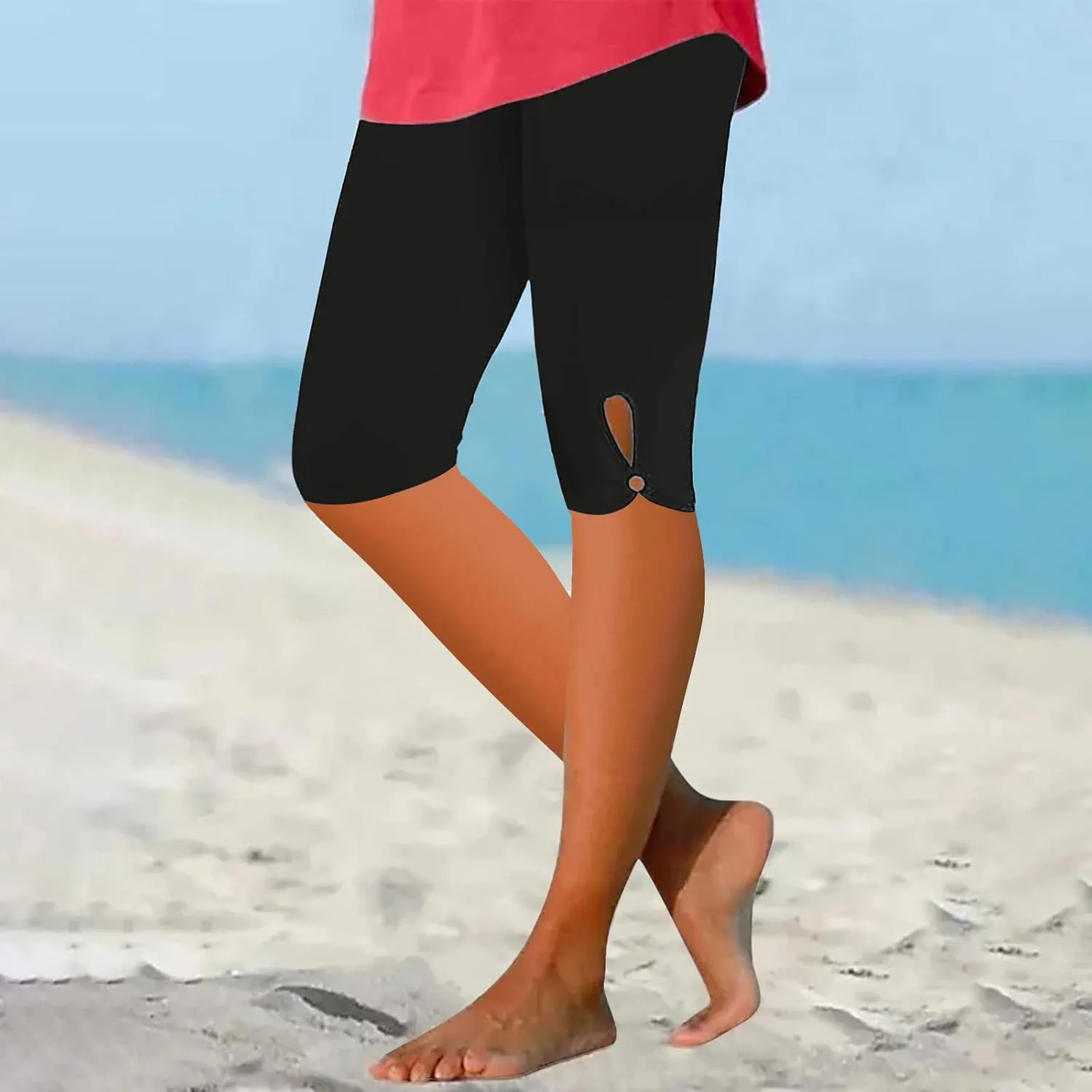 Sports Yoga Shorts for Women High-Waisted Solid Slim Fit Five-Point with Side Button Stylish Summer Casual Bottoms