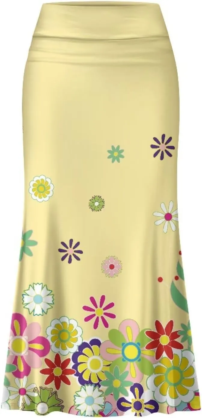 Summer Skirt for Women Empire Waist Dress Pencil Skirts with Side Zipper Lightweight Long Maxi Skirts Bohemian Skirt