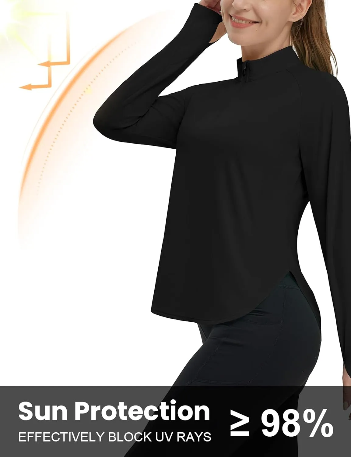 TBMPOY Women's Sun Shirt 1/4 Zipper Long Sleeve UPF 50  Sun Protection Clothing UV SPF Hiking Outdoor