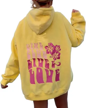 Teen Girls Oversized Graphic Hoodies Long Sleeve Embroidery Flower Sweatshirt Top Y2K Cute Pullover Coastal Hooded