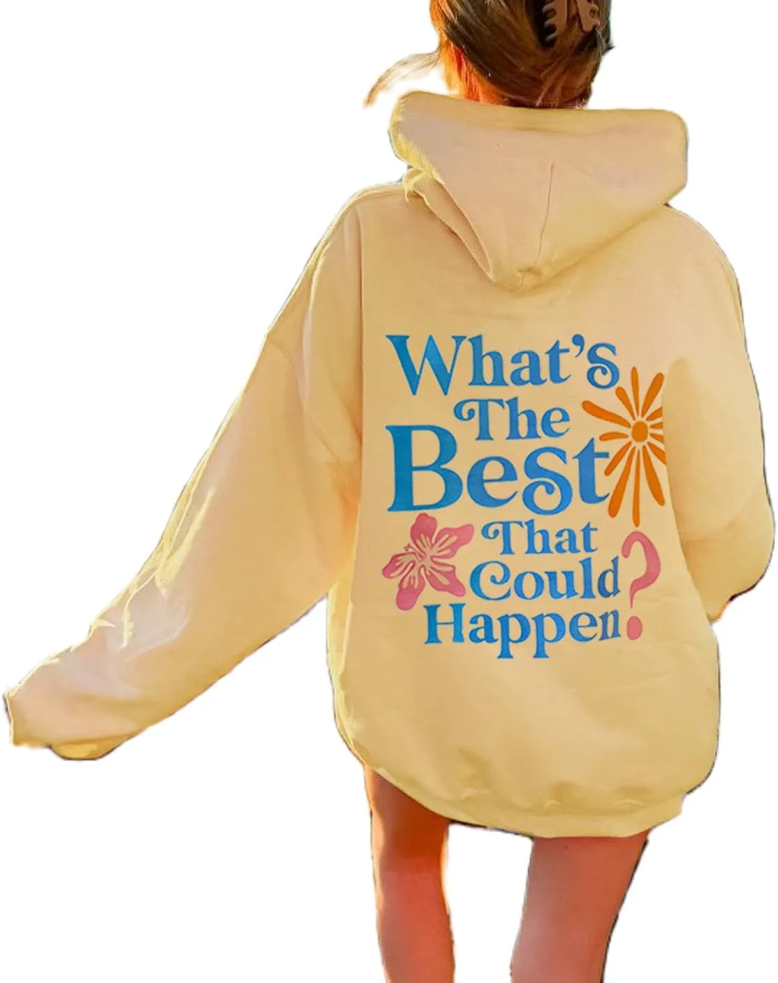 Teen Girls Oversized Graphic Hoodies Long Sleeve Embroidery Flower Sweatshirt Top Y2K Cute Pullover Coastal Hooded
