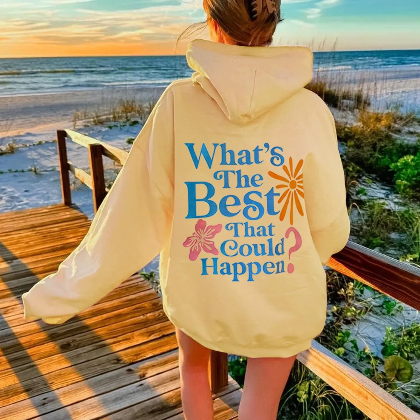Teen Girls Oversized Graphic Hoodies Long Sleeve Embroidery Flower Sweatshirt Top Y2K Cute Pullover Coastal Hooded