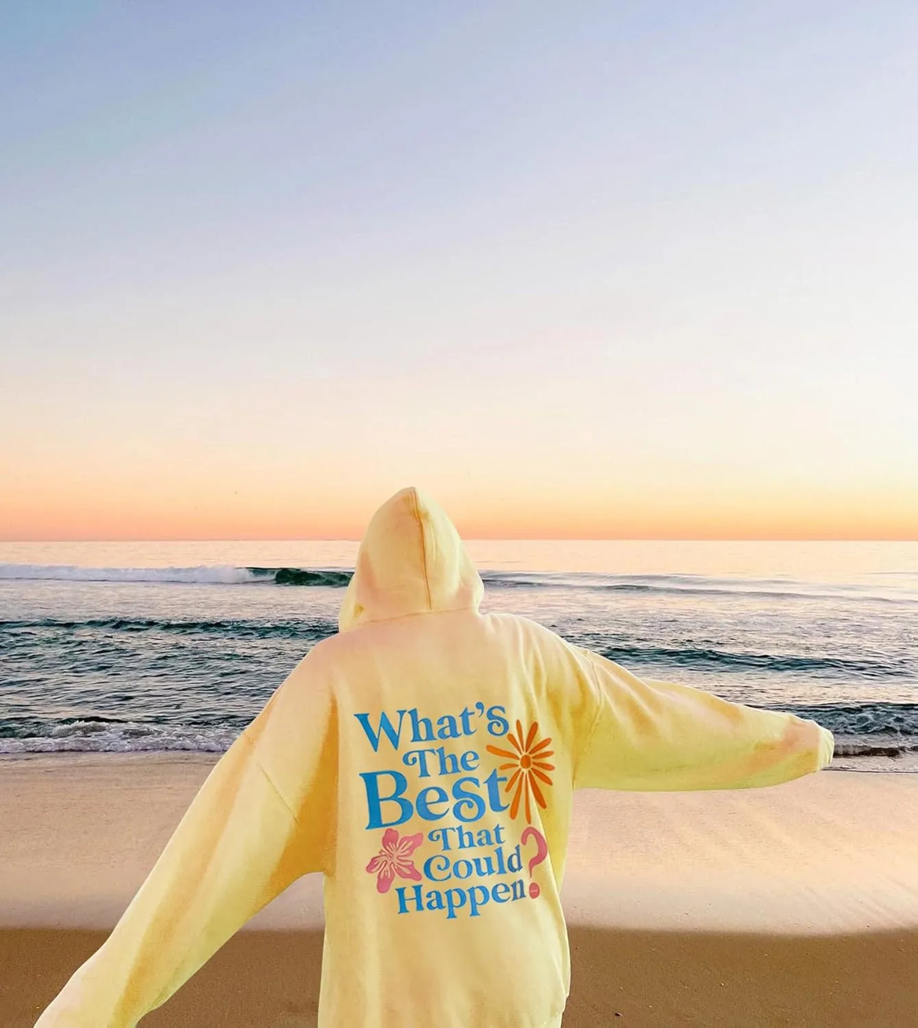 Teen Girls Oversized Graphic Hoodies Long Sleeve Embroidery Flower Sweatshirt Top Y2K Cute Pullover Coastal Hooded