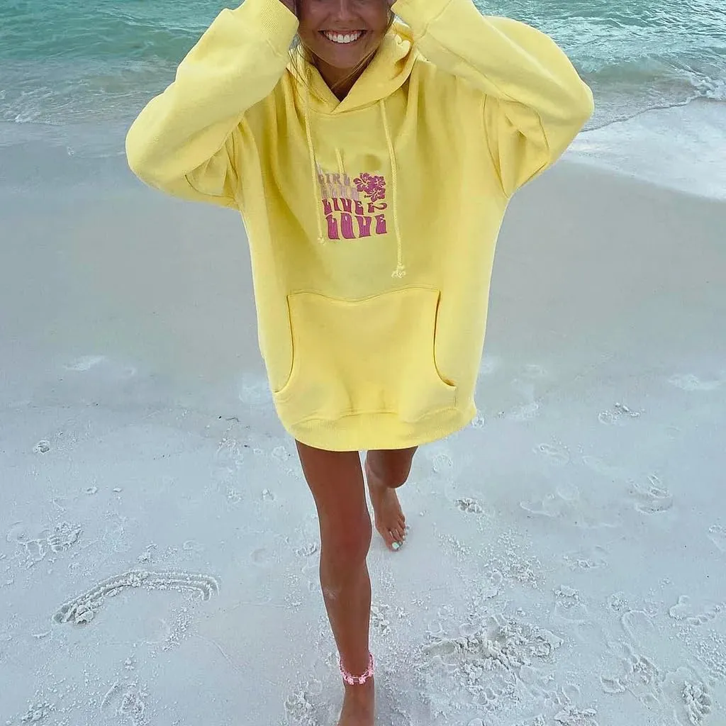 Teen Girls Oversized Graphic Hoodies Long Sleeve Embroidery Flower Sweatshirt Top Y2K Cute Pullover Coastal Hooded