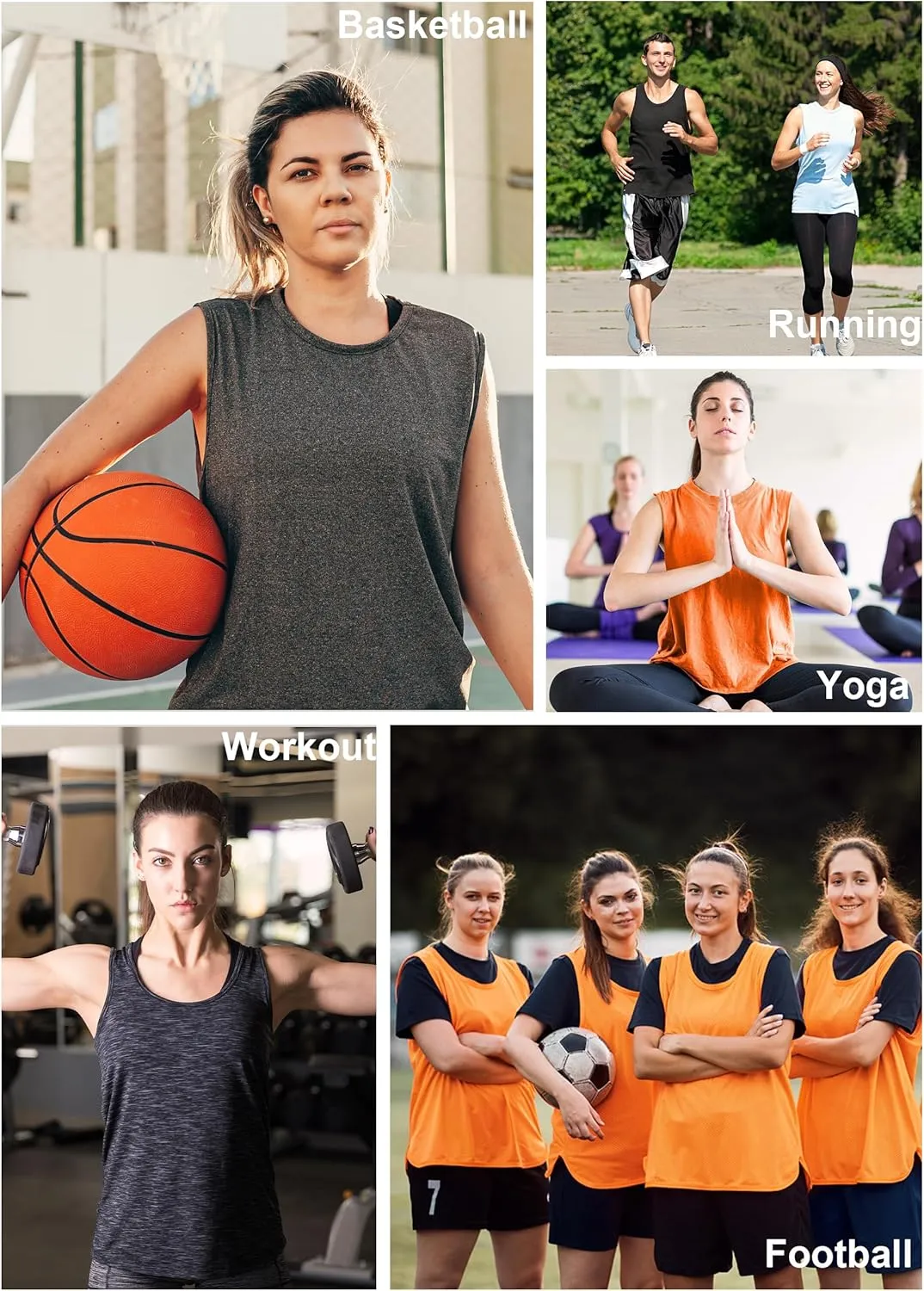 TELALEO 5 Pack Workout Tank Tops for Women Sleeveless Athletic Yoga Gym Tank Tops Quick Dry Loose Fit Sports Shirts