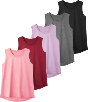 TELALEO 5 Pack Workout Tank Tops for Women Sleeveless Athletic Yoga Gym Tank Tops Quick Dry Loose Fit Sports Shirts