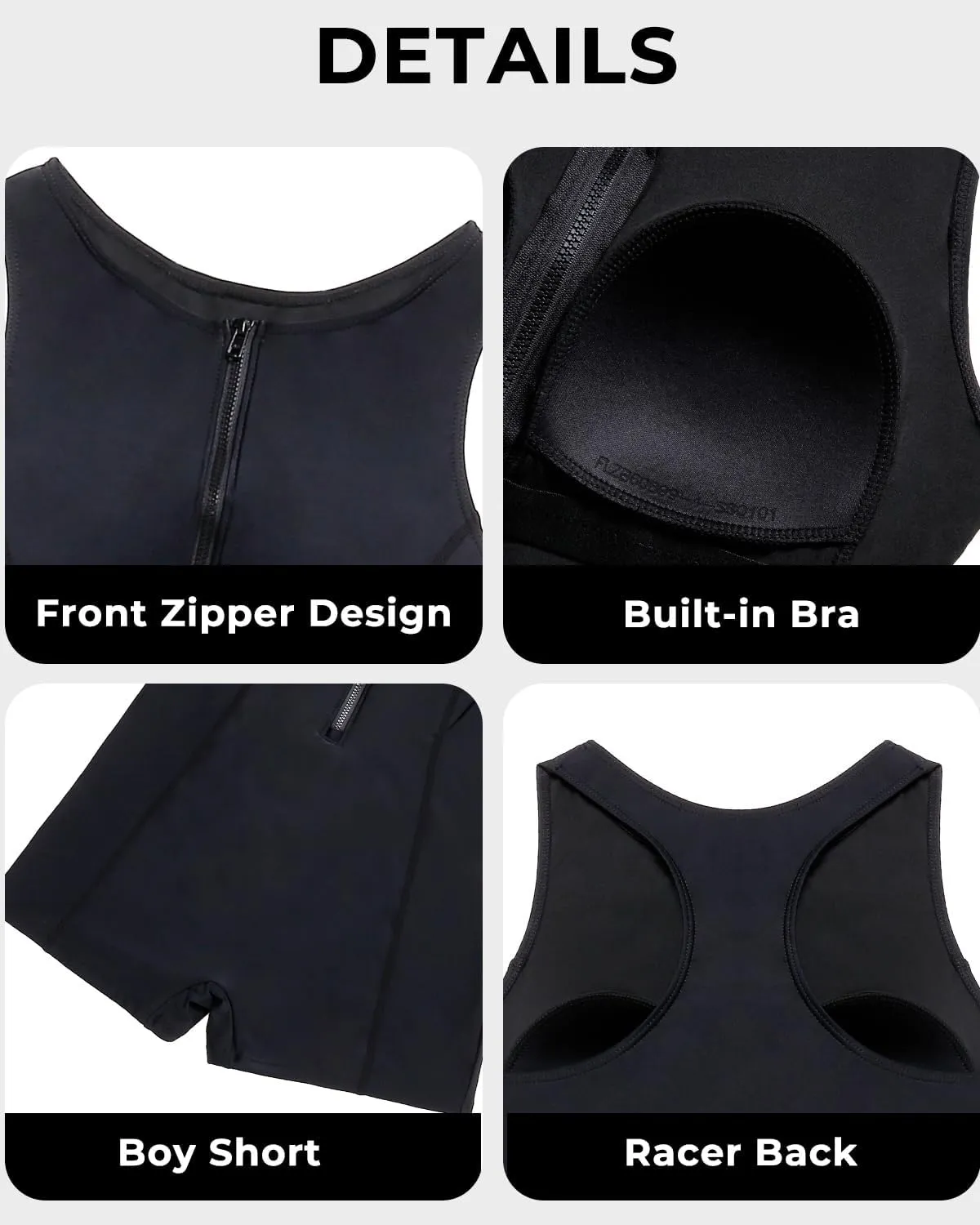 Tempt Me Women One Piece Boyleg Swimsuit Zip Up Racerback Bathing Suits Athletic Sporty High Neck Swimwear