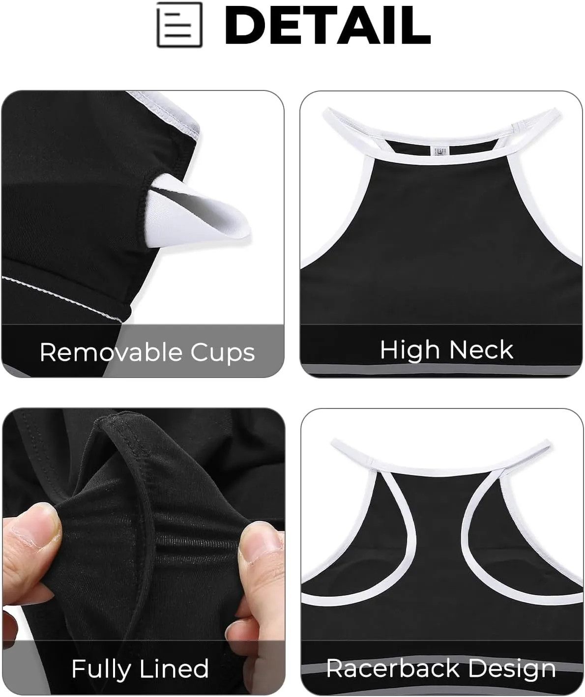 Tempt Me Women's High Waisted Bikini Sets Sporty Two Piece Swimsuit Color Block High Neck Bathing Suit