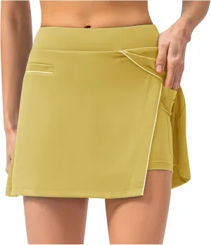 Tennis Skirt with Shorts for Women Sports Lightweight Athletic Skirts Solid Color Golf Sports Skirt Indoor & Outdoor