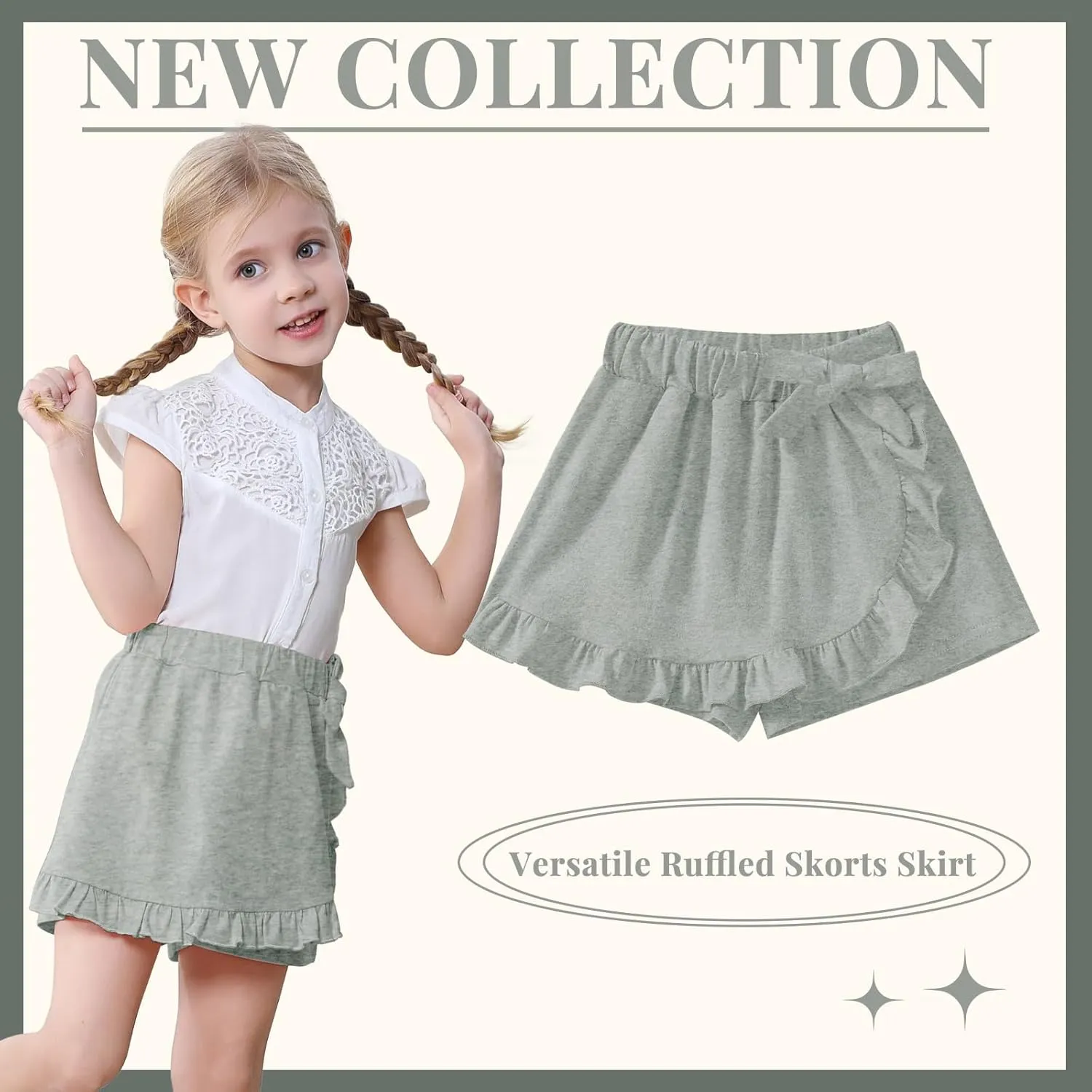 Toddler Baby Girls Skorts Skirt Little Girls Ruffle Flying Skirts Front Hem Solid Casual Stretch Skort for Baby Girls