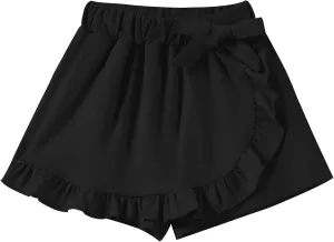 Toddler Baby Girls Skorts Skirt Little Girls Ruffle Flying Skirts Front Hem Solid Casual Stretch Skort for Baby Girls