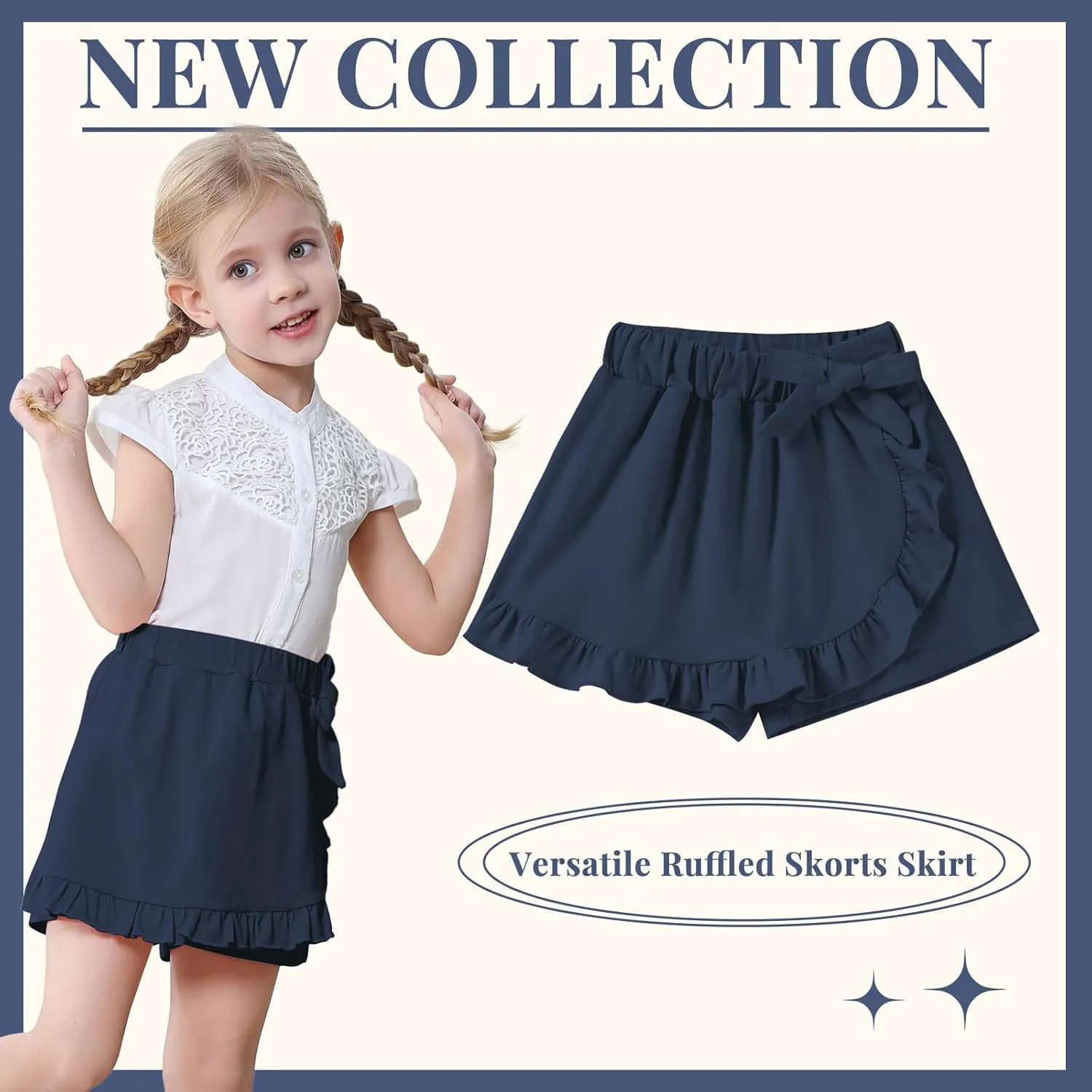 Toddler Baby Girls Skorts Skirt Little Girls Ruffle Flying Skirts Front Hem Solid Casual Stretch Skort for Baby Girls