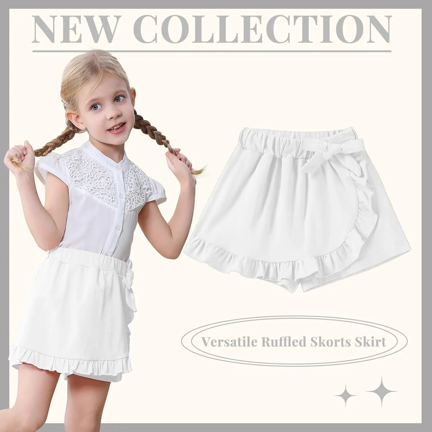 Toddler Baby Girls Skorts Skirt Little Girls Ruffle Flying Skirts Front Hem Solid Casual Stretch Skort for Baby Girls