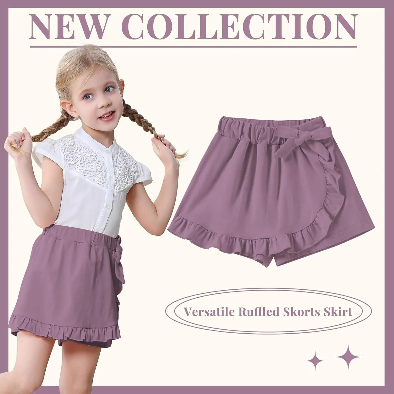 Toddler Baby Girls Skorts Skirt Little Girls Ruffle Flying Skirts Front Hem Solid Casual Stretch Skort for Baby Girls