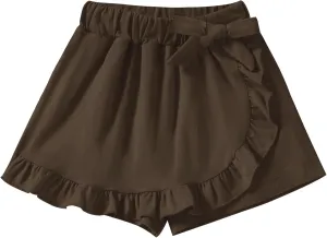 Toddler Baby Girls Skorts Skirt Little Girls Ruffle Flying Skirts Front Hem Solid Casual Stretch Skort for Baby Girls