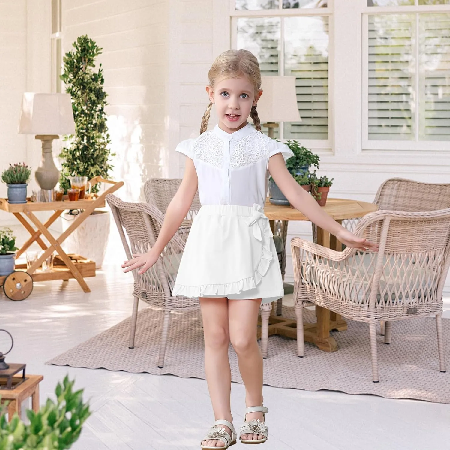 Toddler Baby Girls Skorts Skirt Little Girls Ruffle Flying Skirts Front Hem Solid Casual Stretch Skort for Baby Girls