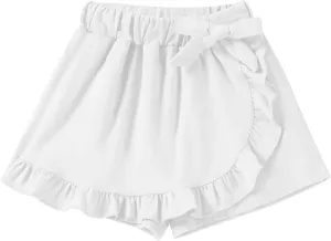 Toddler Baby Girls Skorts Skirt Little Girls Ruffle Flying Skirts Front Hem Solid Casual Stretch Skort for Baby Girls