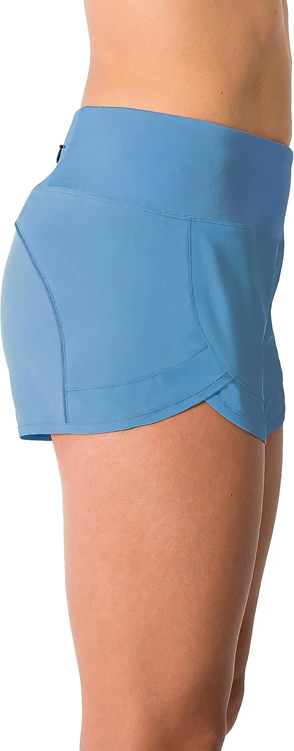 Tough Mode Womens 3" Lightweight Running WOD Volleyball Shorts Workout Mesh Liner Zip Pocket
