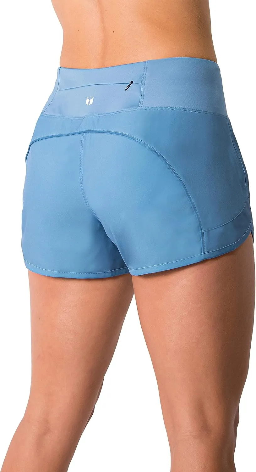Tough Mode Womens 3" Lightweight Running WOD Volleyball Shorts Workout Mesh Liner Zip Pocket