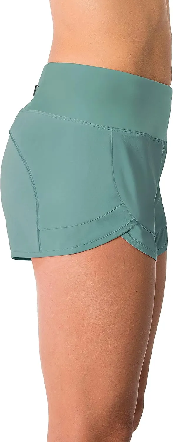 Tough Mode Womens 3" Lightweight Running WOD Volleyball Shorts Workout Mesh Liner Zip Pocket