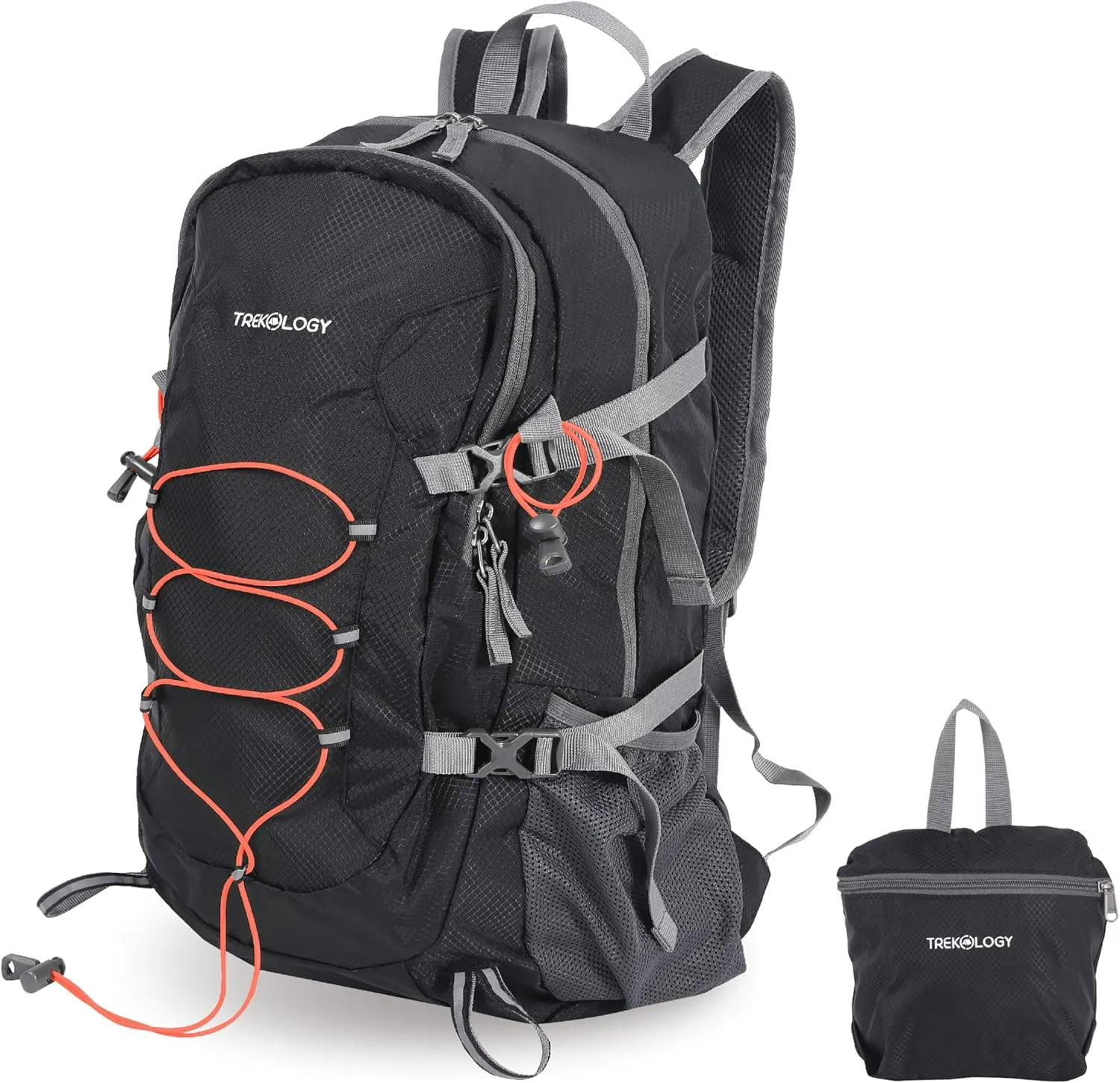 TREKOLOGY 30L Waterproof Lightweight Backpack  Foldable, Durable Daypack for Men & Women with Chest Strap & Multiple Compartments  Compact, Comfortable, Ideal for Hiking, Camping, Travel & Outdoors