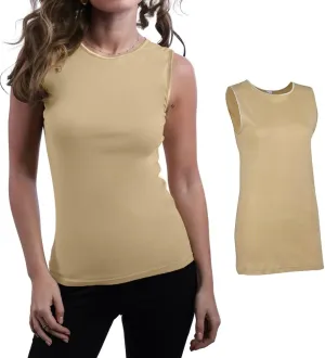 Valair Tank Top for Women, Sleeveless T-Shirt - Crew Neck 100% Cotton Athletic Undershirt, High Neck, Full Shoulder Design