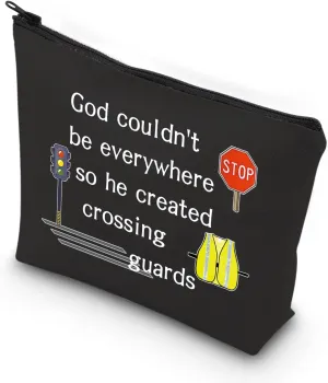 VAMSII Crossing Guard Gifts Lollipop lady Makeup Bag God Couldnt be Everywhere He Created Crossing Guards Zip Bag (BLK-Crossing Guard)